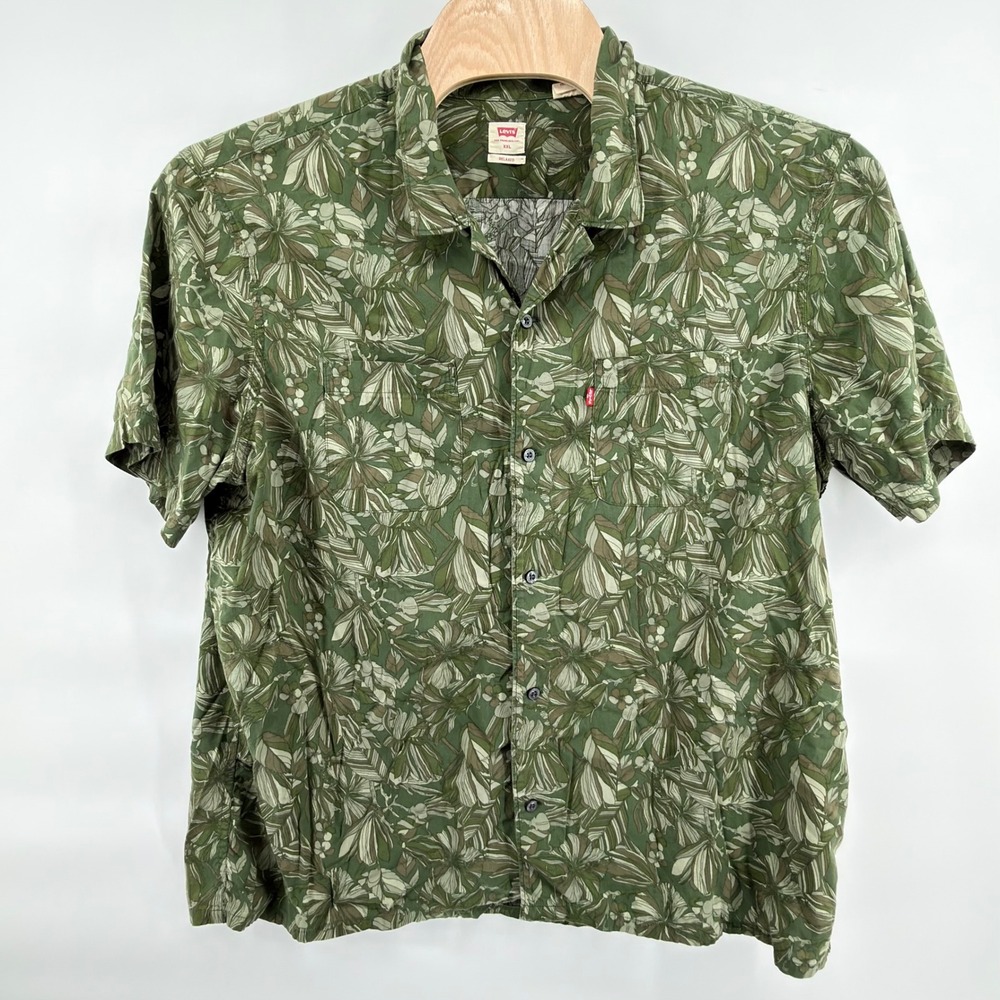 Levis Button Up Shirt Mens XXL Green Botanical Relaxed PC9-21976-0040